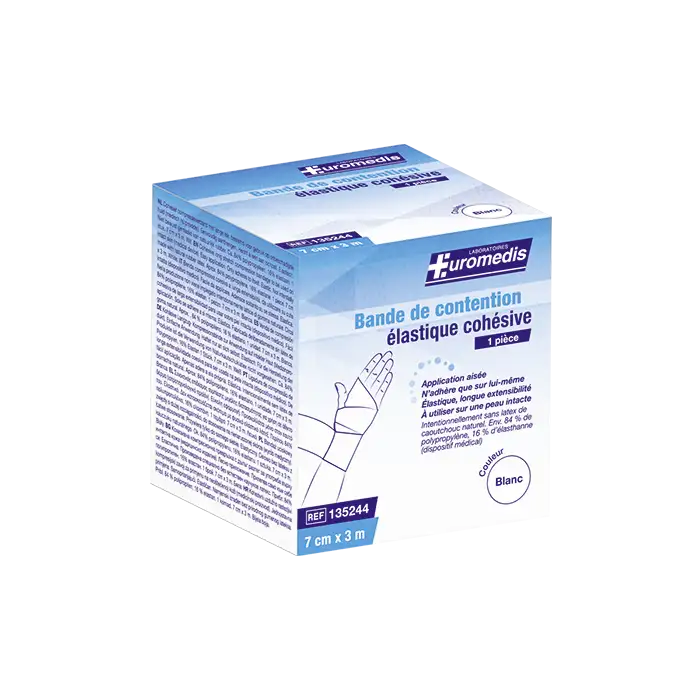 Bande de contention cohésive 7cm x 3m blanc